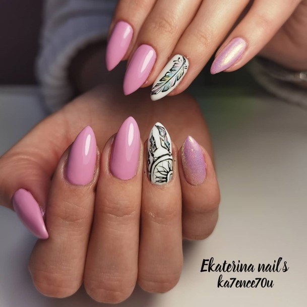 Girly Feather Nail Ideas