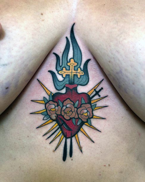 Girly Flaming Heart Designs For Tattoos