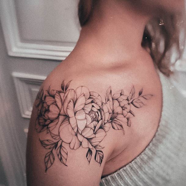 Girly Flower Shoulder Designs For Tattoos