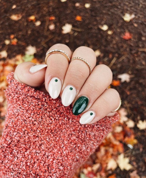 Girly Green And White Nail Ideas