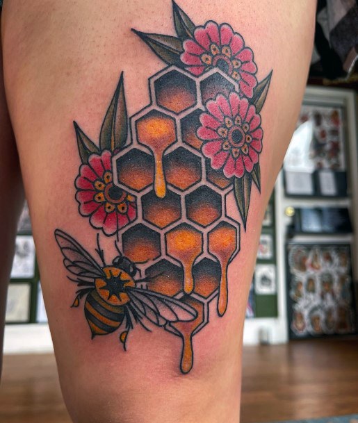 Girly Honeycomb Tattoo Ideas