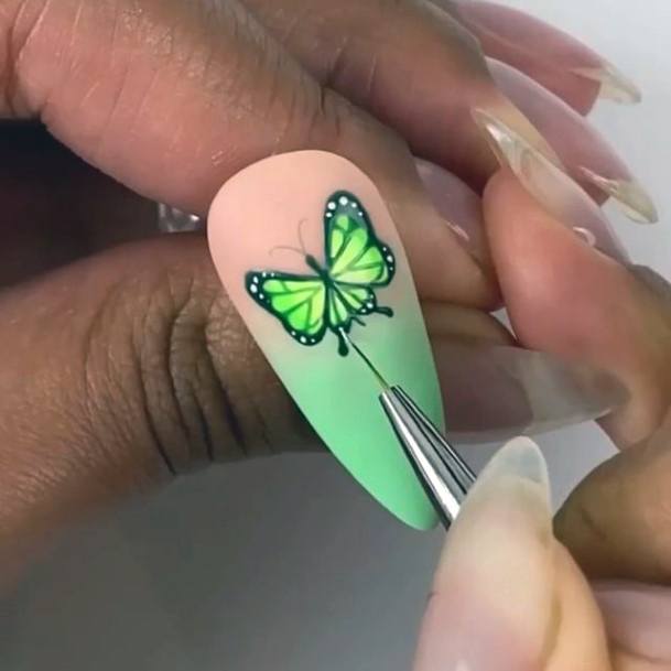 Girly Light Green Nails Ideas