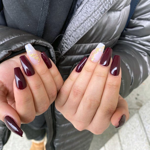 Girly Maroon White Nails Ideas