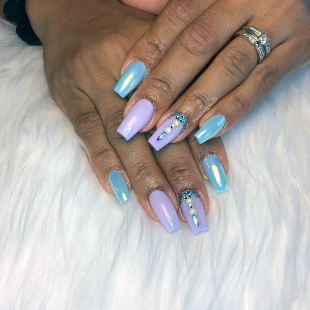 Girly Metalicblue And Purple Nail Design Inspiration For Women