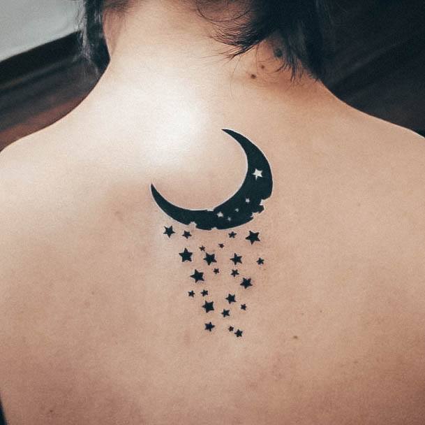 Girly Moon And Stars Tattoo Ideas