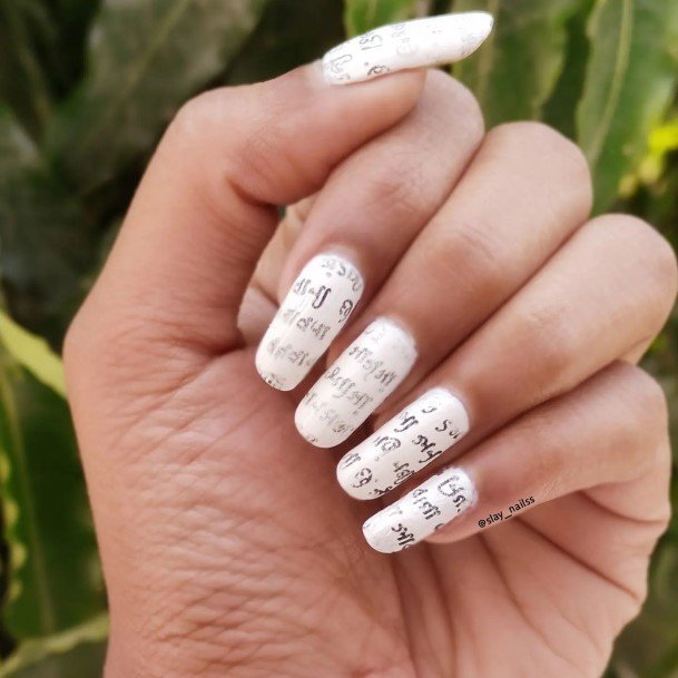 Girly Newspaper Nails Ideas