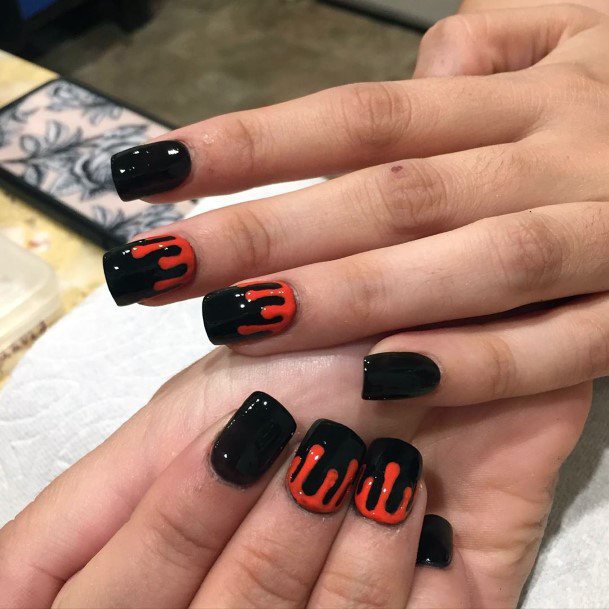 Top 50 Best Orange And Black Nail Ideas For Women - Fall Color Designs
