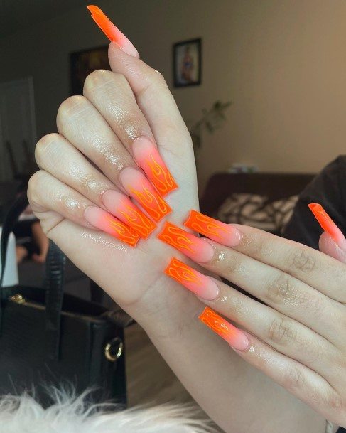 Girly Orange And White Nails Ideas