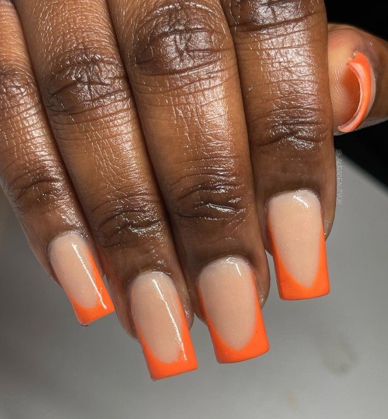 Girly Orange French Tip Nails Ideas