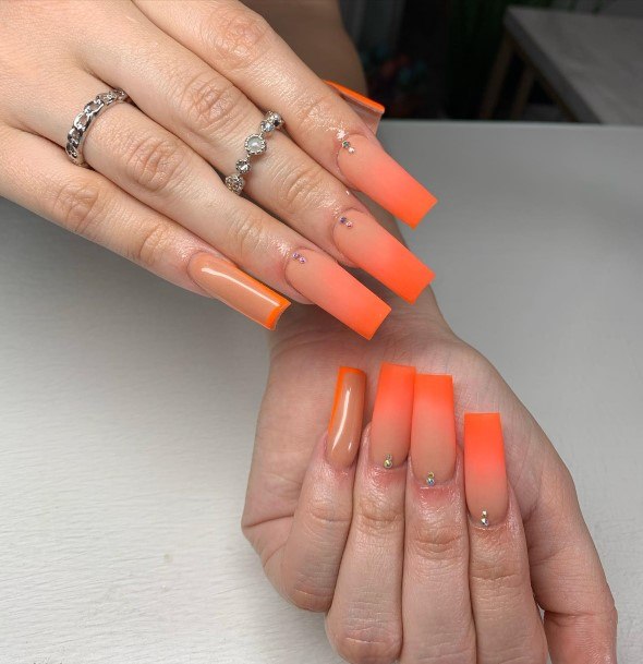 Girly Orange Ombre Nails Ideas