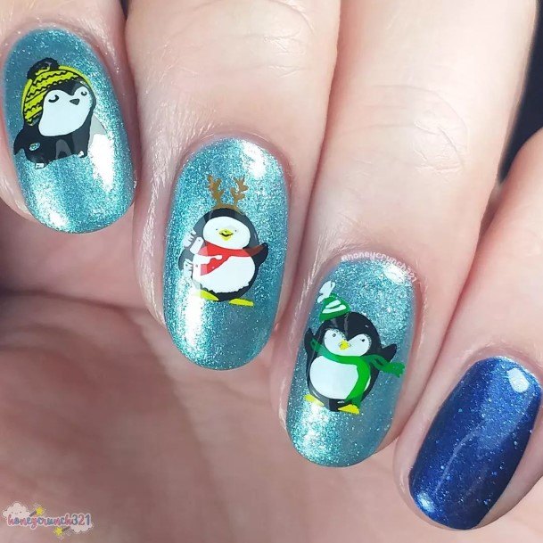 Girly Penguin Nails Ideas