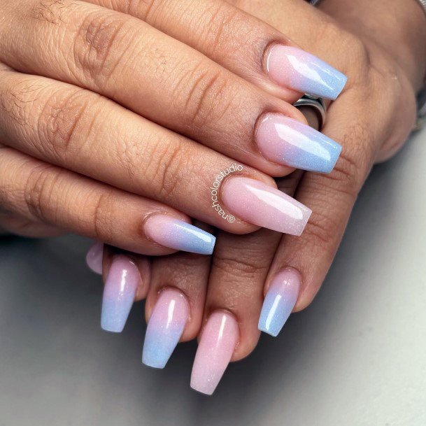 Girly Pink And Blue Nails Ideas