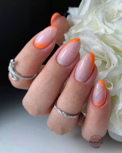 Girly Pink And Orange Nails Ideas