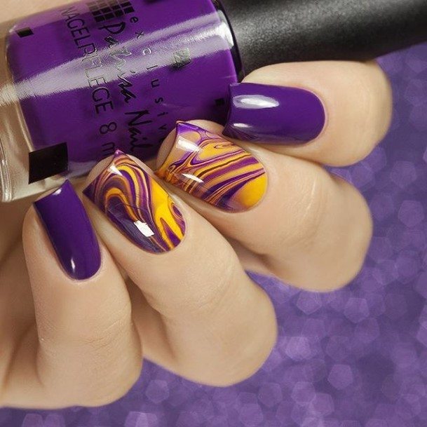 Girly Purple And Yellow Nails Ideas