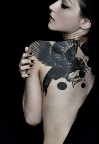 Girly Raven Tattoo Ideas