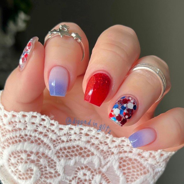 Girly Red And Blue Nails Ideas
