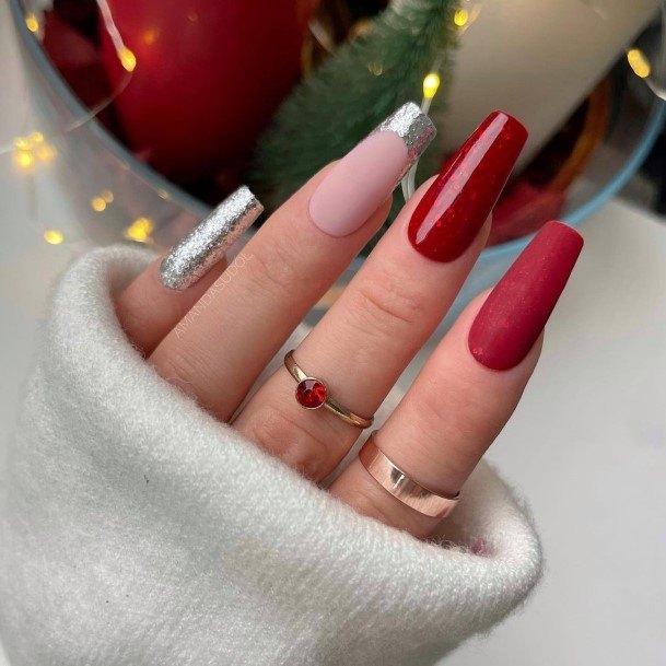 Girly Red And Silver Nails Ideas