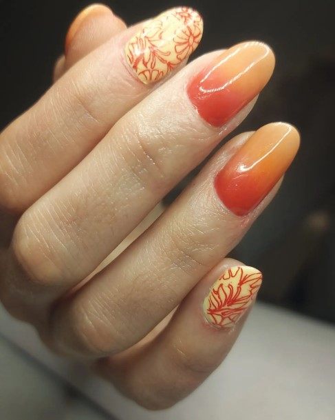 Girly Red And Yellow Nails Ideas