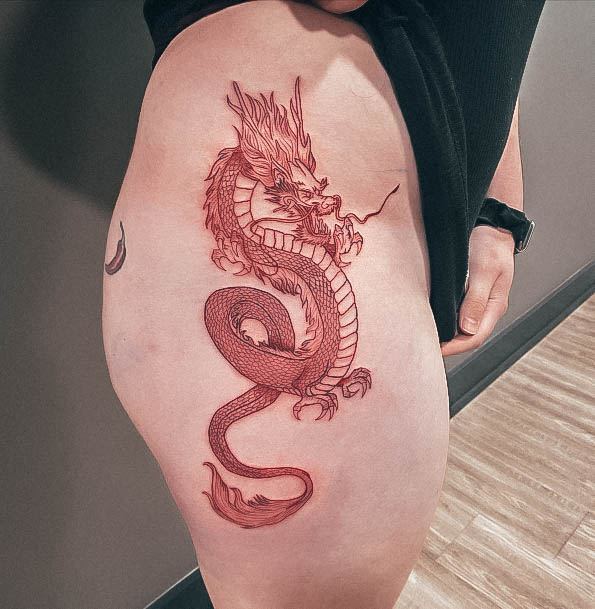 Girly Red Dragon Designs For Tattoos