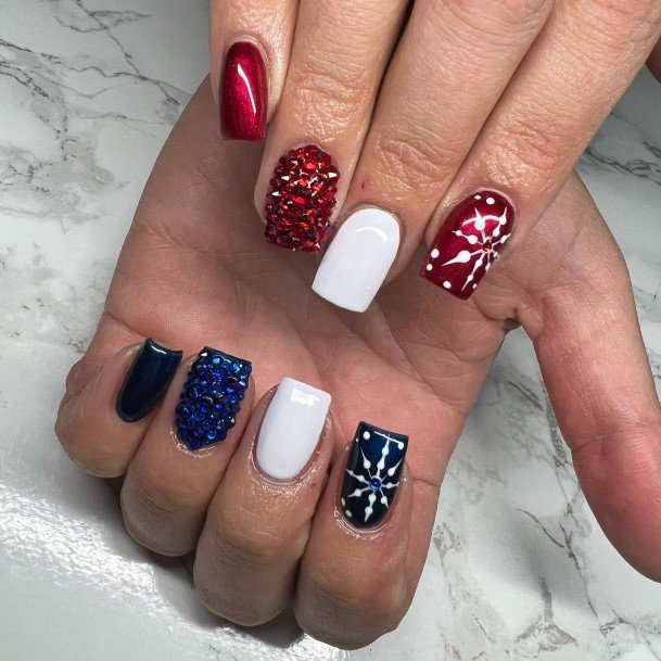 Girly Red White And Blue Nails Ideas