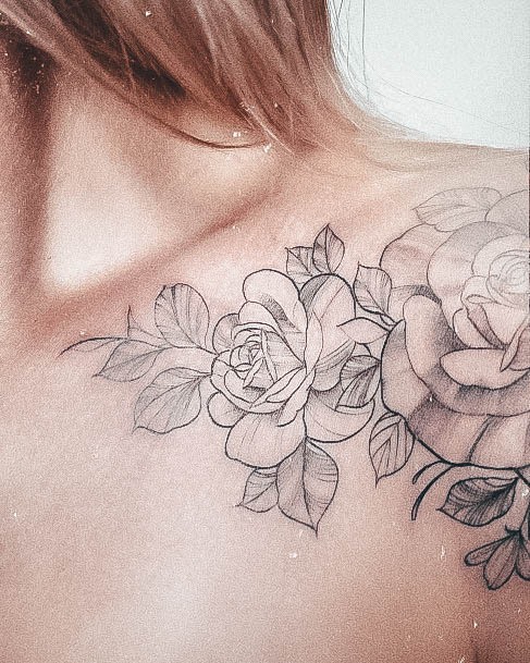 Girly Rose Shoulder Tattoo Ideas