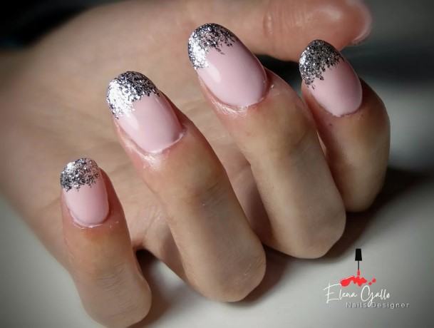 Girly Silver French Tip Nails Ideas