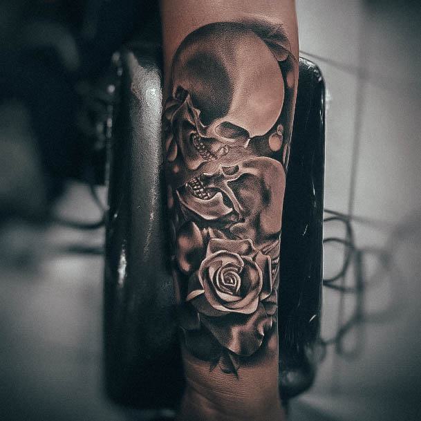 Girly Skull And Rose Tattoo Ideas