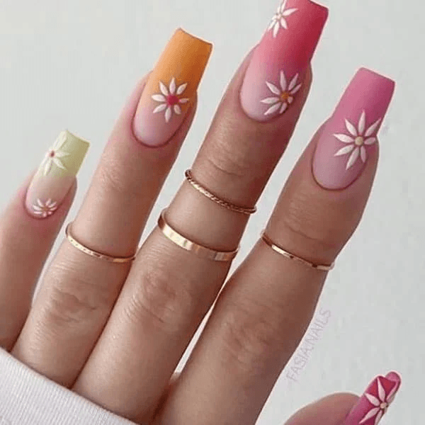 Girly Square Ombre Nails Ideas