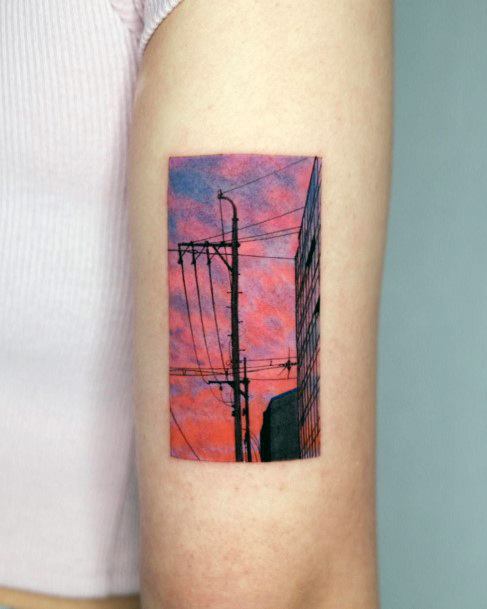 Girly Sunset Sunrise Tattoo Ideas