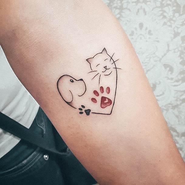 Girly Tattoo Feminine Designs Dog And Cat Love Heart