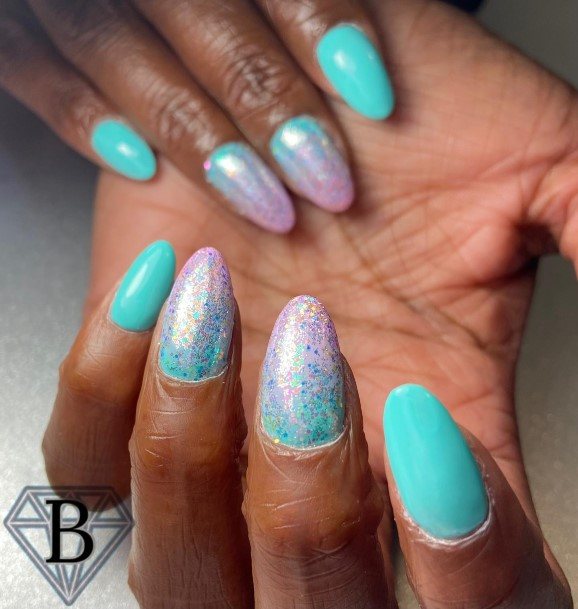 Girly Turquoise Ombre Nails Ideas