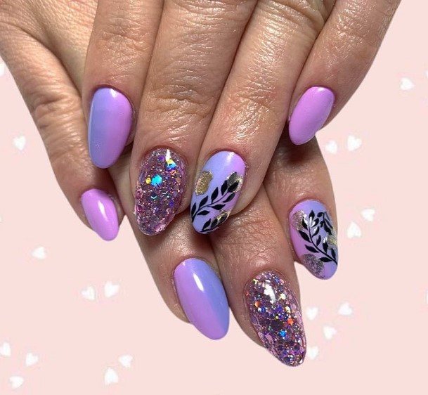 Girly Violet Designs For Fingernails