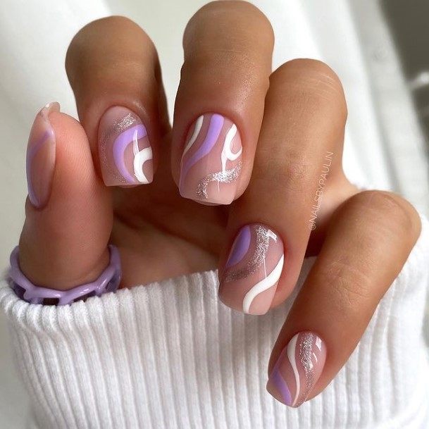 Girly White And Purple Nail Ideas