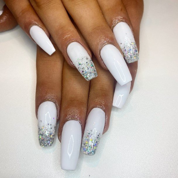 Top 100 Best White And Silver Nails For Women - Dazzling Design Ideas
