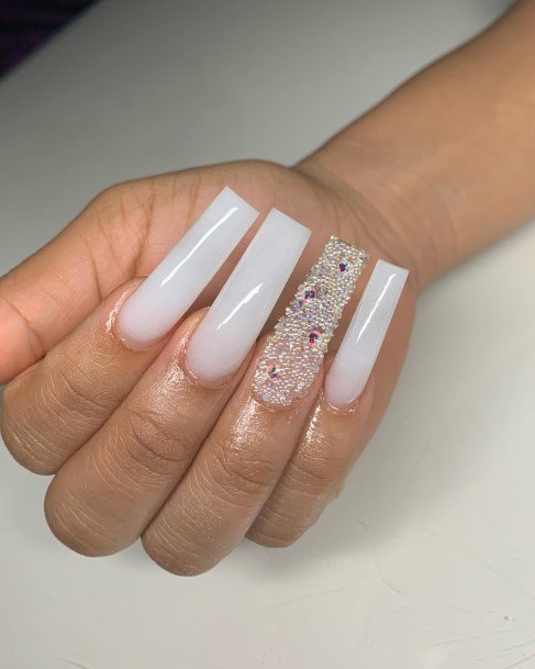 Girly White Square Nail Ideas