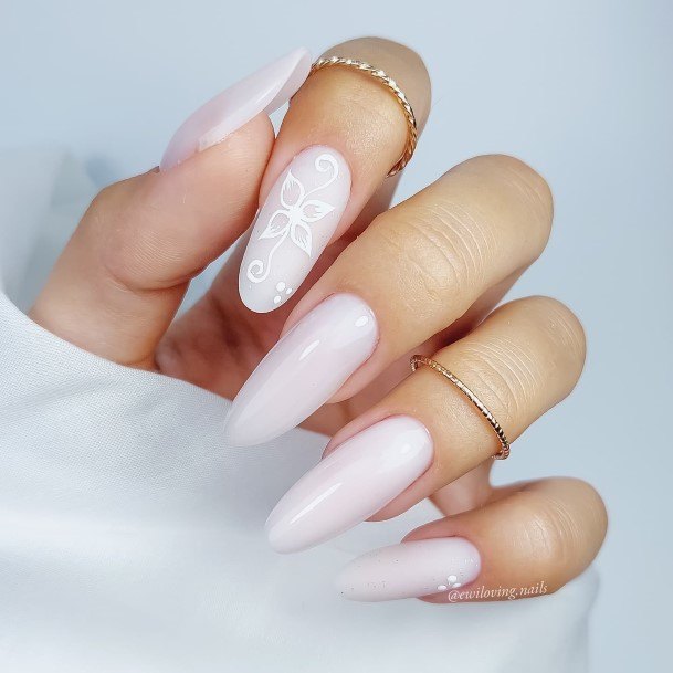 Girly White With Flowers Nail Ideas