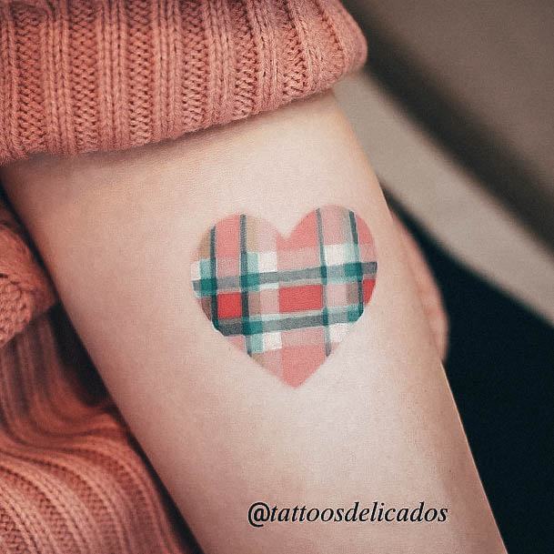 Girly Womens Tattoo Designs Small Plaid Heart