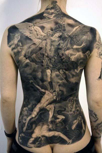 Glam Angel Tattoo Womens Back