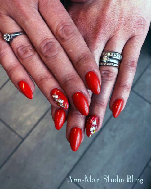 Glam Red Orange Nails For Women