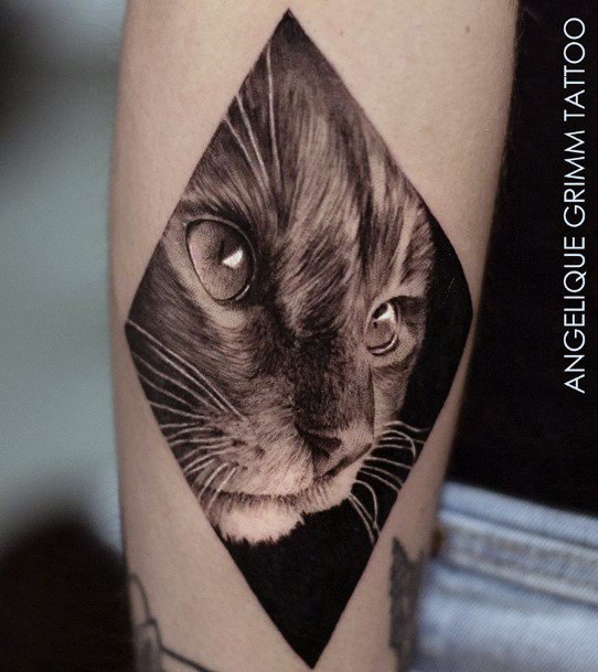 Glass Eyed Cat Tattoo For Women