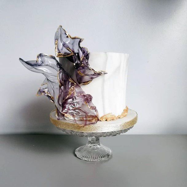 Glass Purple Flower Unique Wedding Cake