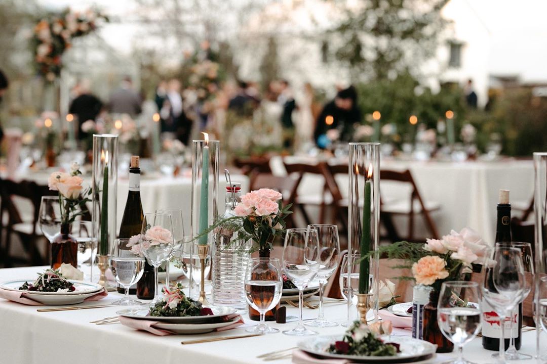 Glass Table Decor And September Wedding Flowers