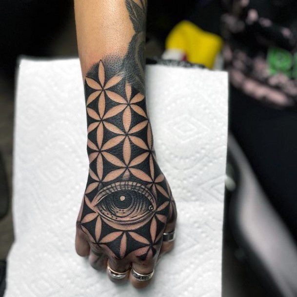 Gleaming Eye And Geometric Tattoo Black Art For Women