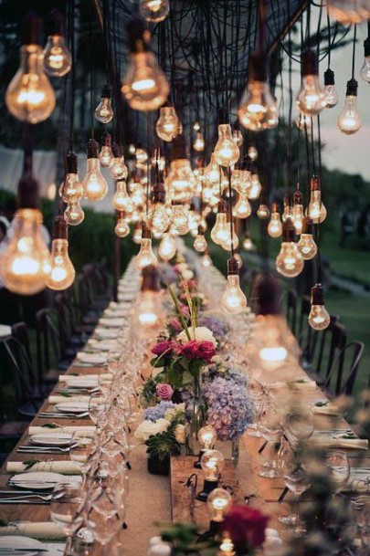 Gleaming Light Bulbs Hanging Wedding Ceiling Decorations