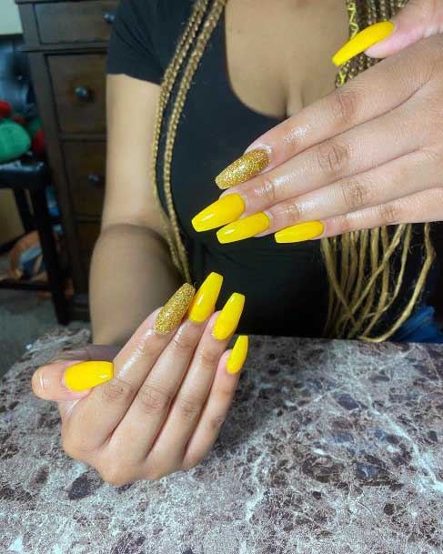 Gleaming Yellow Nails Women