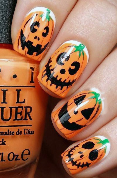 Gleeful Halloween Pumpkin Nail For Women