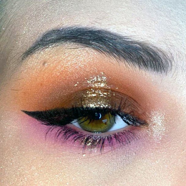 Glimmering Orange And Brown Eyeshadow Women