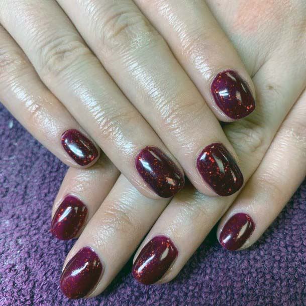 Glinting Wine Red Simple Nail Art