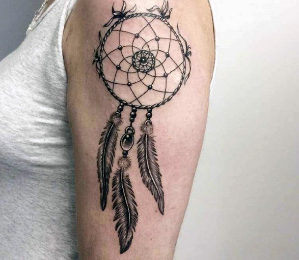 Glistening Black Gem Dream Catcher For Women Tattoo