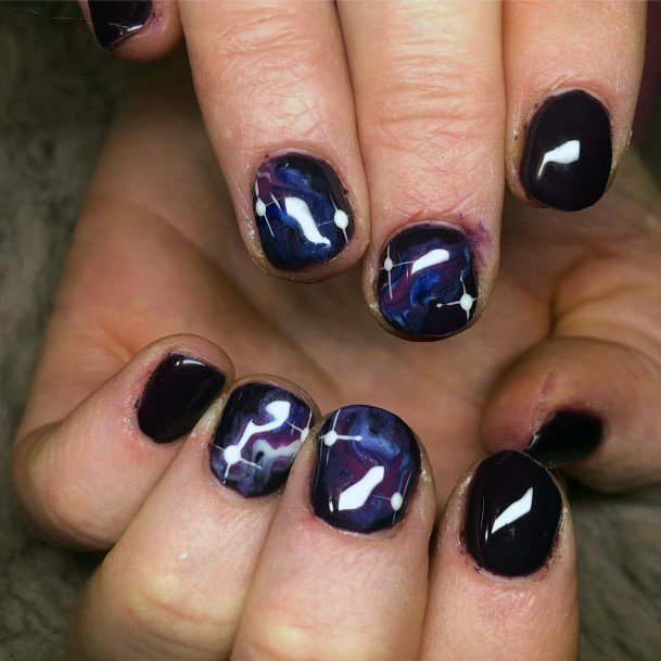 Glistening Marble Dark Purple Nails Women